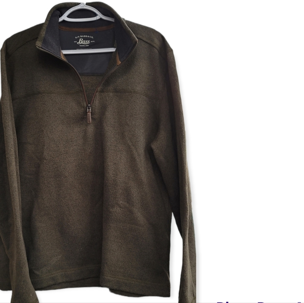 G.H Bass Co Sweatshirt Mens Long Sleeve Sweater 1/4 Zip Large